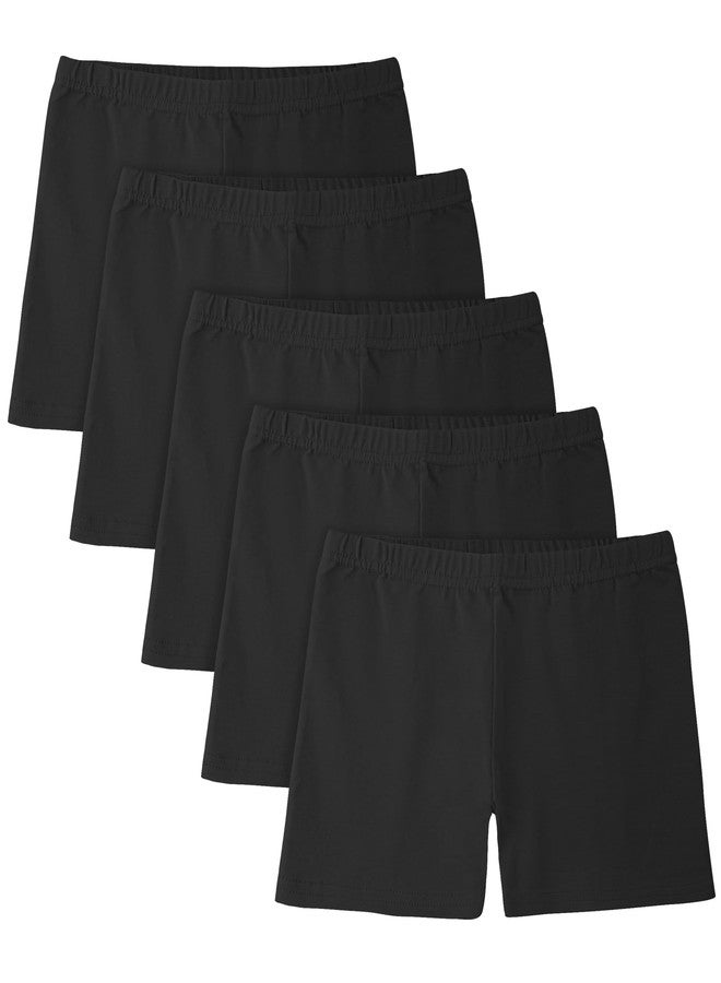BOOPH 5 Pack Girls Bike Shorts Cotton Cartwheel Shorts for Dance & Under Dresses Black 10-12 Years - Image 1